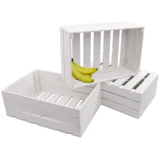 GERSO Holzkiste Deko Holzkiste geflammt 60x40x21cm Obstkiste Holzbox weiß