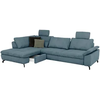 Beldomo Style Ecksofa Sense, Petrol, Metall, 3-Sitzer, Ottomane links, Eckteil, L-Form, 291x197 cm, Goldenes M, Typenauswahl, Fußauswahl, Stoffauswahl, seitenverkehrt erhältlich, individuell planbar, Wohnzimmer, Sofas & Couches, Wohnlandschaften, Ecksofas