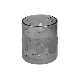 LED Kerze Arges Sterne Grau 8,5x10cm