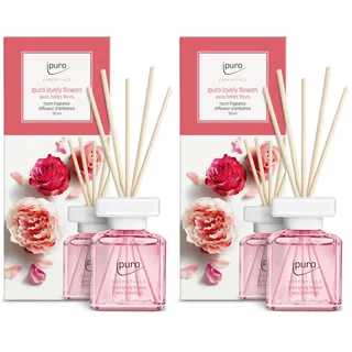 ipuro - Essentials Raumduft Lovely Flowers 50ml | Raumerfrischer mit Ylang Ylang, Rose, Maiglöckchen, Vanille & Moschus Duft Aroma | Diffuser mit Stäbchen | Lufterfrischer für die Wohnung