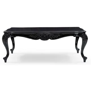 Casa Padrino Luxus Barock Couchtisch Schwarz - Handgefertigter Massivholz Wohnzimmertisch im Barockstil - Luxus Wohnzimmer Möbel im Barockstil - Barock Möbel - Edel & Prunkvoll