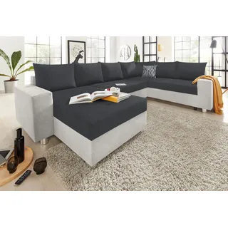 Collection AB Wohnlandschaft Kunstleder 5-Sitzer Grau/Silber