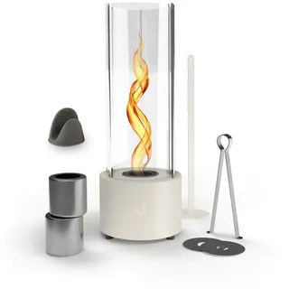 Monster24 Echtfeuer-Dekokamin Bio-Ethanol Tischkamin mit Tornado-Flamme für Indoor & Outdoor beige