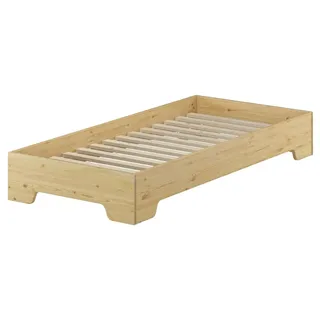Funktionsbett Bettrahmen 100x190 Pensionsbett, Gästebett mit wählbarem Zubehör V-60.56-10-190Rollrost inkl. - Naturbelassen