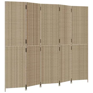 vidaXL Paravent 5-tlg. Beige Poly Rattan