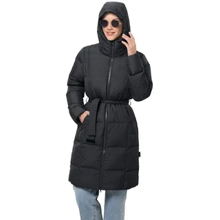 Warmer Daunenmantel mit integriertem Gürtel, black, XXL