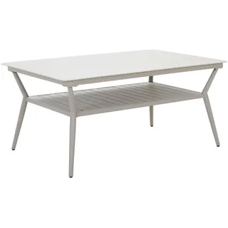 Amatio Select Gartentisch, Weiß, Hellgrau, Metall, Kunststoff, Keramik, rechteckig, Rundrohr, 90x66x140 cm, Gartenmöbel, Gartentische, Gartentische