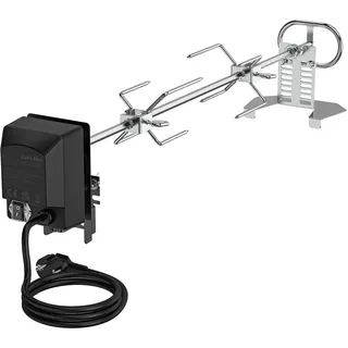 Onlyfire Universal Drehspieß Set 73cm für Gasgrill, Edelstahl Rotisserie Grillspieß mit Motor 220-240V, 2X Fleischnadeln, Elektrischer Drehspieß mit 2 Grillmotor Halterung