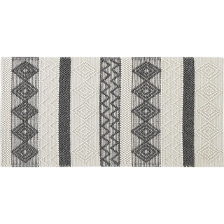 Beliani, Teppich, Teppich Wolle beige / grau 80 x 150 cm geometrisches Muster Kurzflor DAVUTLAR (80 x 150 cm)