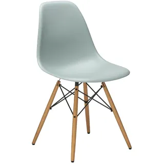 Vitra Stuhl Eames Plastic Side Chair RE 46.5x83x55 cm hellgrau, Gestell:  eichefarbig, Designer Charles & Ray Eames