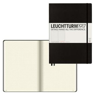 Leuchtturm1917 Notizbuch 321149 Master Slim, A4, gepunktet, 60 Blatt, schwarz, Hardcover