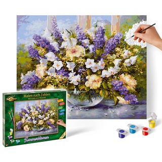 Schipper 609130717 Malen nach Zahlen - Sommerblumen - Bilder malen für Erwachsene, inklusive Pinsel und Acrylfarben, 40 x 50 cm