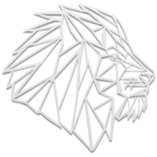 teileplus24 Wanddekoobjekt DS08-WS Wanddeko Metall Wandbild Metallbild 58x60cm Löwe 3D Weiß