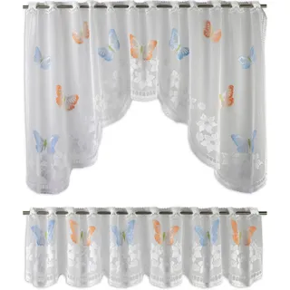 Xxxl Kurzgardinen Experience by Omega, Blau, Orange, Weiß, Textil, Schmetterling, 150x75 cm, Oeko-Tex® Standard 100, Wohntextilien, Gardinen & Vorhänge, Fertiggardinen, Scheibengardinen