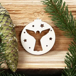 Baumkugeln mit Weihnachtsmotiven - Baumschmuck, Baumbehang - Deko aus Holz, Weihnachtsschmuck:Engel