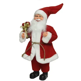 Kaemingk Weihnachtsmann, Weihnachtsmann Figur mit Geschenk 30cm rot rot