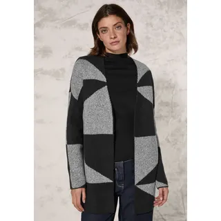 Cecil Cardigan CECIL, Damen, Gr. XXL (46), schwarz, Stoff, 42% Polyacryl, 31% Polyester, 27% Baumwolle, gemustert, casual, normal hüftbedeckend, ohne Ausschnitt, Langarm Bündchen, Strickjacken, im angenehmen Materialmix