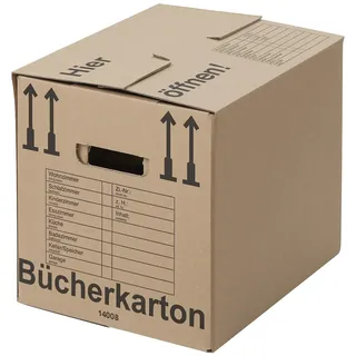 BB-Verpackungen GmbH 50 x Bücherkarton Compact 40 kg Traglast stabiler Umzugskarton Bücherkiste Umzug 2-wellige Movebox BB-Verpackungen
