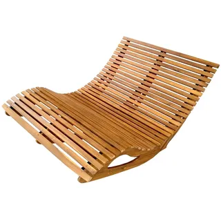 CHILLROI Ergonomische Doppelschwungliege XXL aus Akazienholz, ca. 156 x 120 x 72 cm