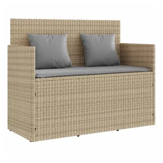 furnicato Gartenbank aus PE-Rattan mit Stauraum 120x50x90,5 cm Beige beige|grau