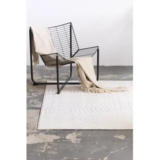 TAPISO Hygge Teppich Quadratisch Kurzflor Effekt Creme Weiß 160 x 160 cm | 55% Polypropylen, 45% Polyester, 9 mm Florhöhe, gewebt