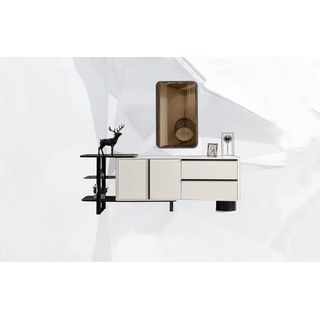 JVmoebel Kommode Schrank Sideboard mit Spiegel Anrichte Garnitur Modern Kommode Weiß (2 St., Sideboard/Spiegel), Made in Europa weiß