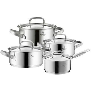 WMF Kochtopfset WMF Gourmet Plus, Edelstahl, Metall, 4-teilig, 16 cm, 1,4 L, rund, 29.4x23.7x50.6 cm, Made in EU, backofengeeignet, rostfrei, hitzebeständig,backofengeeignet, Kochen, Töpfe, Topfsets