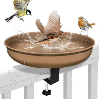 Vogeltränke Balkon, Vogeltränke Winterfest, Wassertränke Für Vögel, Metall Vogeltränke Balkongeländer Frostsicher, Vogelbad Balkon Garten Groß, Vogeltränke Hängend Für Geländer( Geeignet Bis Zu 5cm)