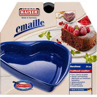 Original Kaiser Emaille Herzbackform 24 cm schnittfest spülmaschinengeeignet