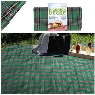 Outdoordecke Picknickdecke 150x130 grün Polyester Beschichtung wasserabweisend Karo, CEPEWA