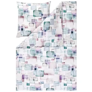 Estella Bettwäsche Squares 4816 400 Rosa, Mako-Satin, 2 teilig, Aquarell, Quadrate, Kunst bunt|rosa