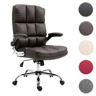 Bürostuhl HWC-J21, Chefsessel Drehstuhl Schreibtischstuhl, höhenverstellbar ~ Kunstleder braun