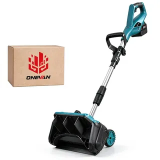 ONEVAN Akku-Schneefräse 1000W bürstenloser Motor, 2500 U/min, kabellose Elektro-Schneeschaufel, 33 cm Arbeitsbreite, (ohne Akku), 32 cm Arbeitsbreite, verstellbare Richtungsplatte, Teleskopstange blau
