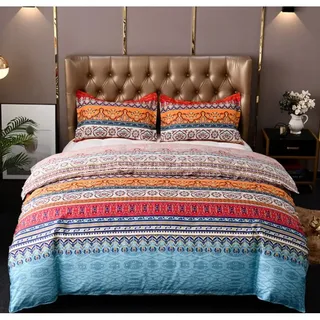 Gesteppte Bettdecke Im Bohème-stil, Doppelbett, 3-teilige Patchwork-bettdecke, Reversible Steppdecke, Bettwäsche Aus Weicher Mikrofaser, 220 X 240 Cm