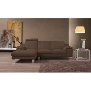 Egoitaliano Ecksofa Shakira, Design & Sitzkomfort auf hohem Niveau, Breite 236cm, L-Form, mit Recamiere, L-Form, edle Füße braun