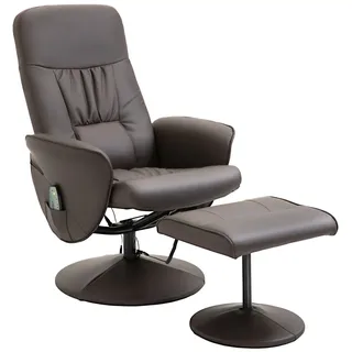 HOMCOM Relaxsessel mit Liegefunktion Massagesessel mit Fußhocker Braun