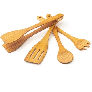 tuuli Kitchen 4-TLG Kochlöffel Set Holz Kirsche (Kochlöffel, Gabel, Pfannenwender, Grillzange)