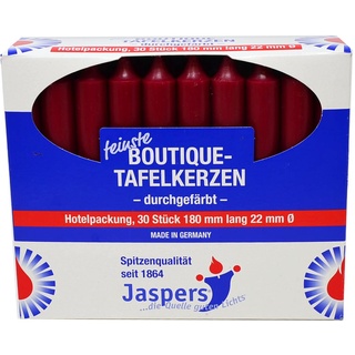Jaspers Kerzen Tafelkerze Boutique-Kerzen Hotelpackung bordeaux 30er Pack durchgefärbt