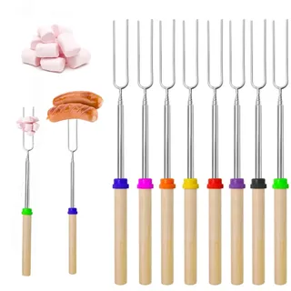 8 Stück Grillspieße Teleskop Marshmallow,Lagerfeuerspieße Hot Dog Gabel,Lagerfeuer Camping Sticks,Sticks Schaschlikspieße,für Lagerfeuer Barbecue Camping Grillparty (31-81cm)