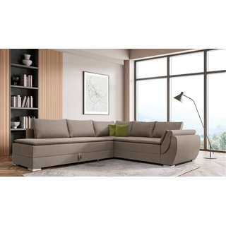 Ecksofa INOSIGN "Göteborg" Sofas Gr. B/H/T: 320 cm x 93 cm x 253 cm, Struktur (100% Polyester), Recamiere links, mit Taschen-Federkernmatratze und Kaltschaum-Topper, beige Ecksofas mit Boxspring-Bettfunktion und Bettkasten, Dauerschlaffunktion, Topper