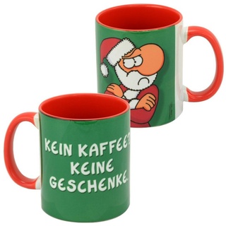 United Labels® Tasse »Ralph Ruthe Tasse - XMAS Kein Kaffee? Keine Geschenke. Kaffeetasse Becher aus Keramik Grün Rot 320 ml«, Keramik