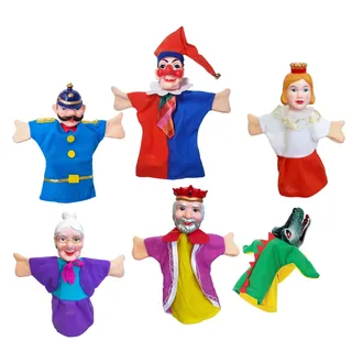 Handpuppen Set Kasperlfiguren Kasperlpuppen mit Krokodil Puppet Playroom 6 tlg