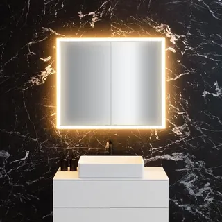 Neoro n60 Einbau-Spiegelschrank B: 100 cm mit 2 Türen, mit umlaufender Beleuchtung,