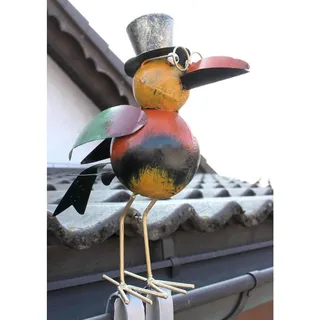 DanDiBo Ambiente Rabe Figur Deko für die Dachrinne 30 cm Bunt