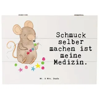 Mr. & Mrs. Panda Dekokiste Maus Schmuck selber machen Medizin - Weiß - Geschenk, Schmuck basteln (1 St) weiß Ø 0 cm x 18 cm x 15 cm