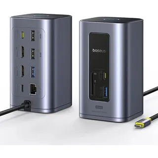 Baseus NU1 Air 12-in-1 HDMI 4K 60 Hz USB-C Hub Spacemate, Grey USB-C 12 Ports), Dockingstation – USB Hub, Grau