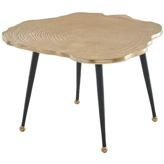 Moderner Couchtisch - Schwarz/Gold, Baumscheiben-Look aus Aluminium. 64x64x37 cm | Kadima Design