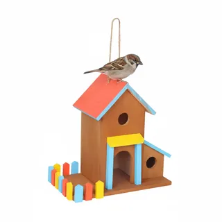 Relaxdays Vogelhaus, Holz, zum Aufhängen, 30,5 x 32,5 x 19 cm, Vogelvilla Garten | Balkon, Vogelfutterhaus,