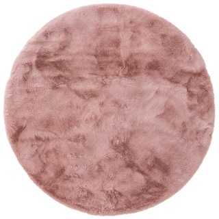 Fellteppich Dave, benuta, rund, Höhe: 21 mm, Kunstfaser, Berber, Ethno-Style, Wohnzimmer rosa Ø 80 cm x 80 cm x 80 cm x 21 mm