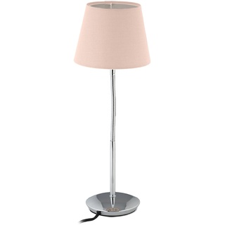 Relaxdays Tischlampe flexibel, mit Stoffschirm, verchromter Fuß, E14 Fassung, Nachttischlampe, HxD: 47 x 17 cm, rosa